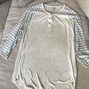 Alternative Off White and Blue Baseball Henley
